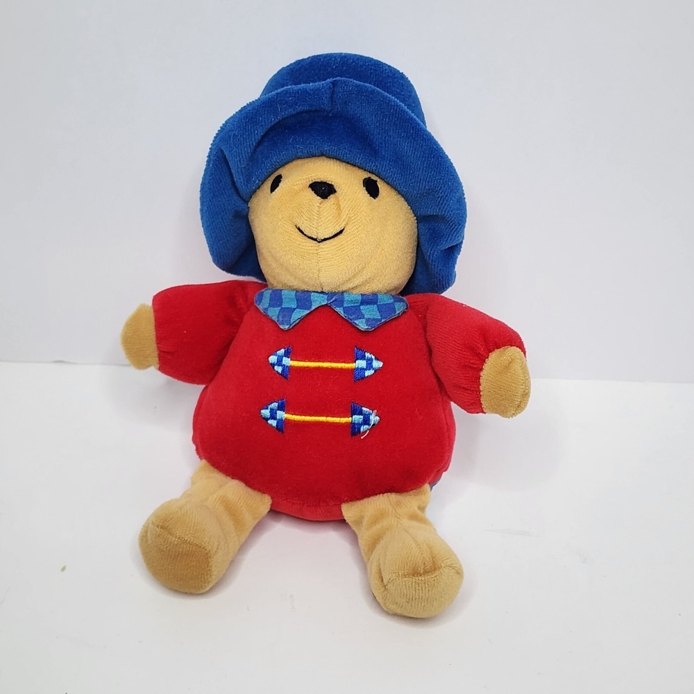 Eden Toys Paddington Bear Red Coat Blue Hat Baby Toy Sewn Eyes Plush 7"